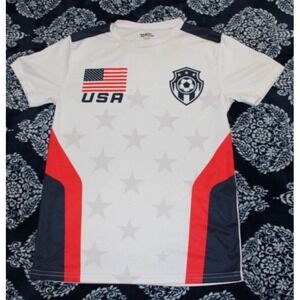 USA National Team Soccer Jersey Fast Action Mens Size SMALL Blue White Red